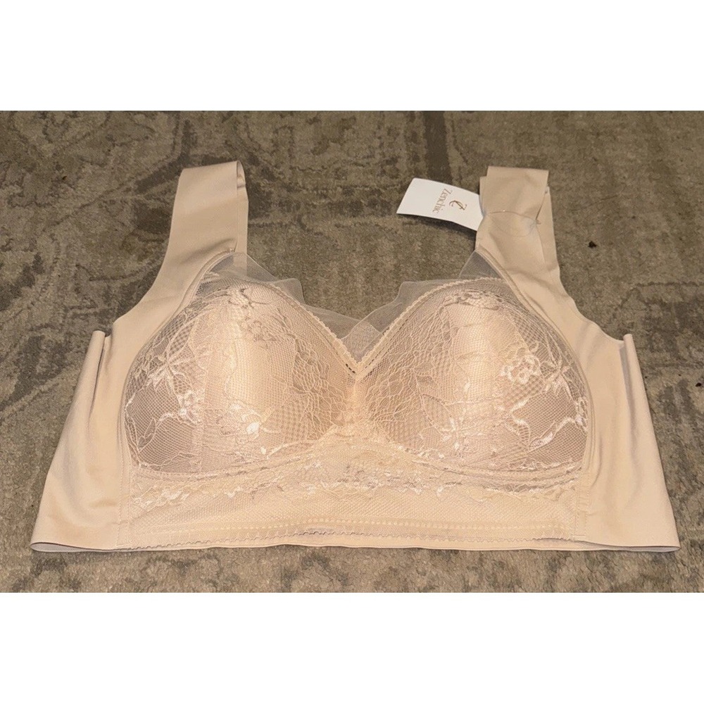 Zen Chic Bra 3.0 Size Small Wireless Lace Pushup‎ Padded Beige New
